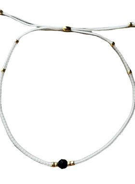 vikiko白色手绳天然黑玛瑙手链