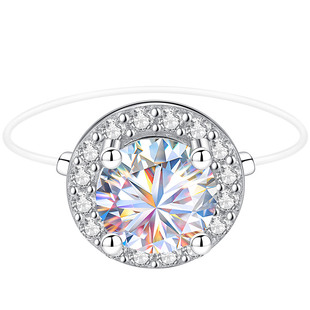 人鱼之泪银戒指女纯银隐形鱼线爆闪一克拉莫桑钻钻戒女士女生单戒