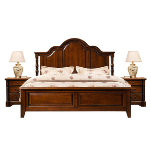 美式乡村风床实木1.8米双人婚床主卧室家具简约大小户型大床