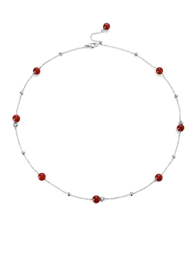 卡蒂罗红玛瑙满天星项链女S925纯银本命年锁骨链新年礼物可多戴