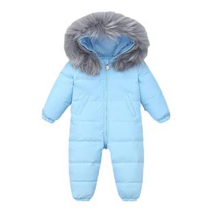 波比猪婴儿连体羽绒服女宝宝冬季外出男婴儿抱抱爬服小童套装加厚