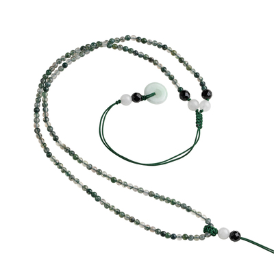 天然水草玉髓手工编织玉翡翠项链