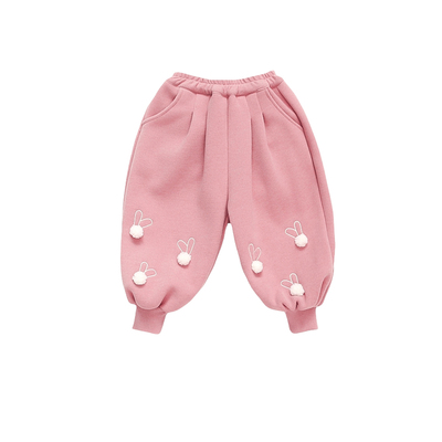 女童加绒裤子秋冬2025新款炸街儿童宝宝一体绒休闲裤小童冬装卫裤