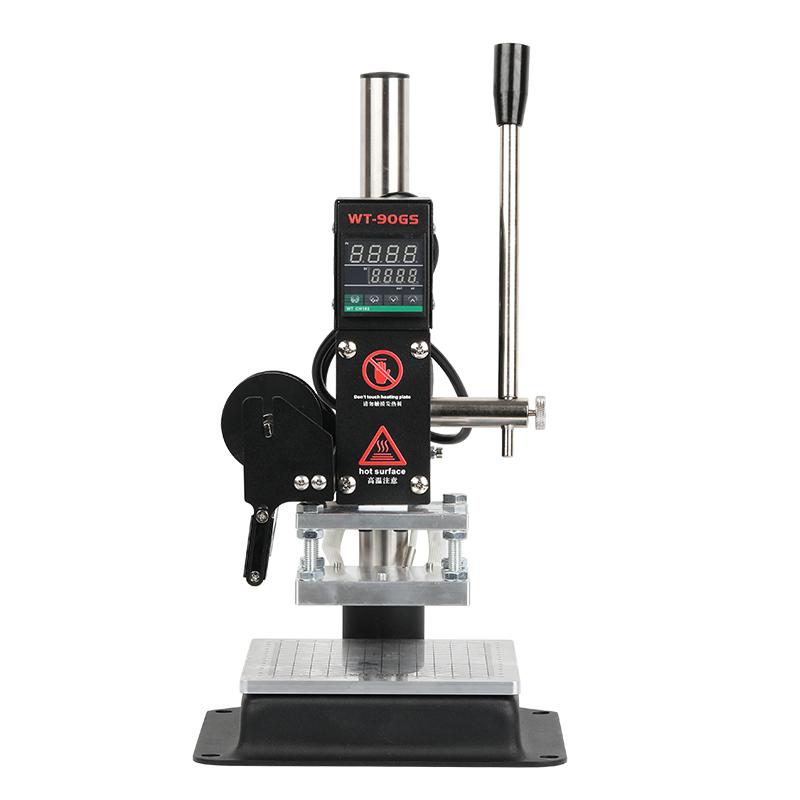 卡匠WT-90GS稳固型手动烫印机PU皮革塑料LOGO木头压标烙印机压痕机小型台式烫标机成品钱包多功能烫金热压机