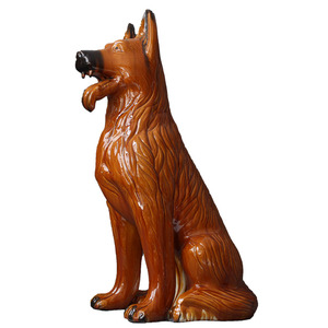 陶瓷狗狗摆件生肖狗招财狗旺财狗守财狗工艺品风生水起唐三彩狼狗