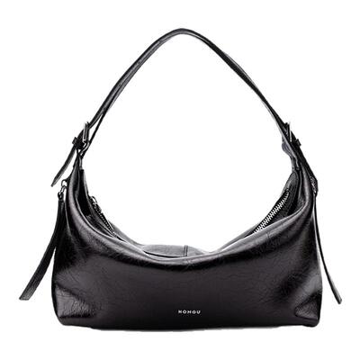 红谷褶皱真皮单肩腋下包小众女包