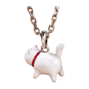 梅卡猫の福音报恩大白猫奶牛猫橘猫s925纯银小猫咪吊坠送女生礼物