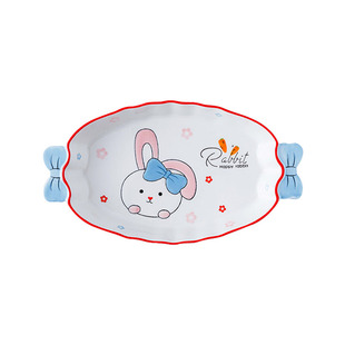 小兔子卡通陶瓷餐具 家用饭碗西餐盘早餐碗马克杯面碗可爱造型