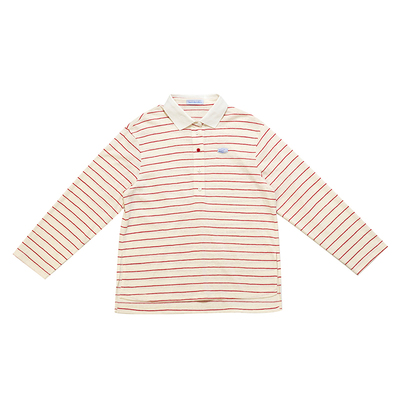 basicshenshen条纹翻领长袖Polo