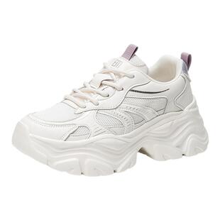 依思q老爹鞋女2026春秋新款白色增高厚底鞋子女百搭休闲运动鞋