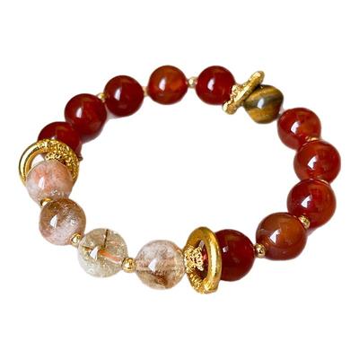 红玛瑙虎眼石手链轻奢小众精致