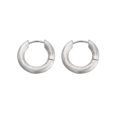 银色拉丝磨砂金属感耳圈纯银银针