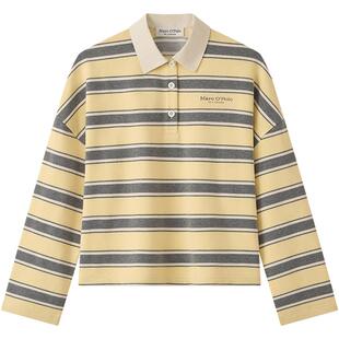 Marc O'Polo/MOP2026春季新款短款设计感条纹拼色POLO领女士卫衣