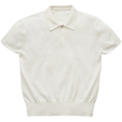 韩系短袖polo领针织衫半裙套装