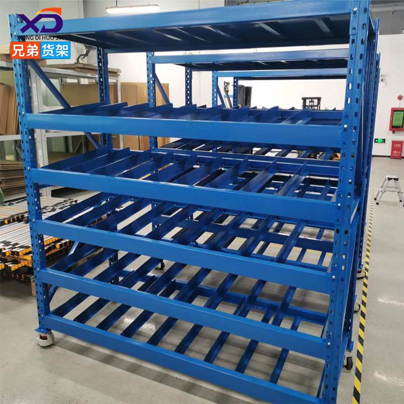 仓储重型流利式物流分拣货架带脚轮流利条货架滑动传送货架流利架