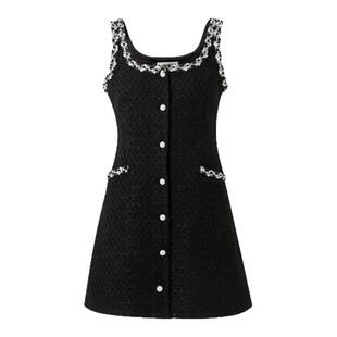 DIANA VEVINA24秋冬珠花西装外套重工珠花织带小香背心式连衣裙