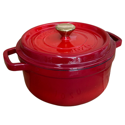 [樱桃红色]出口日本珐琅锅铸铁锅