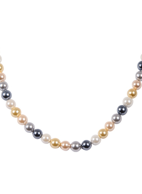 彩色珍珠链毛衣链母贝珍珠秋冬款