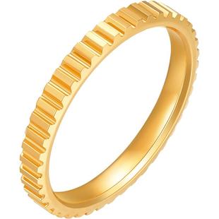 明牌珠宝黄金圆环戒指 足金命运齿轮闭口女戒黄金小方块AFM0245