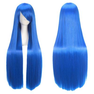 万用款蓝色假发1米长直假发毛胚