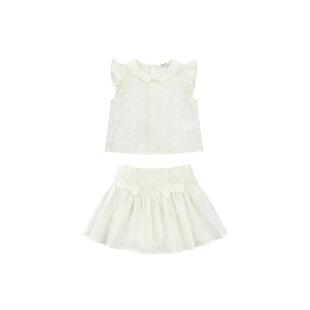 RBIGX瑞比克26夏季新款公主风小飞袖白色上衣裙子套装女甜美2件套
