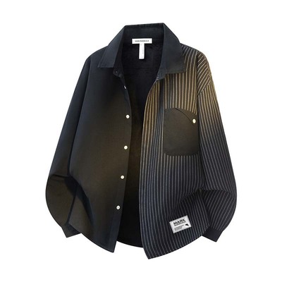 装条纹衬衫男士秋冬季上衣服