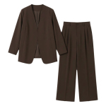 网红时尚大码女装老钱风西装套装女胖mm宽松休闲西服阔腿裤两件套