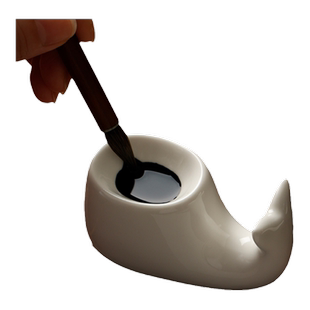 陶瓷鲸鱼笔搁 墨碟文镇 文房四宝书法练字多功能书法陶瓷器笔搁镇纸镇摆件