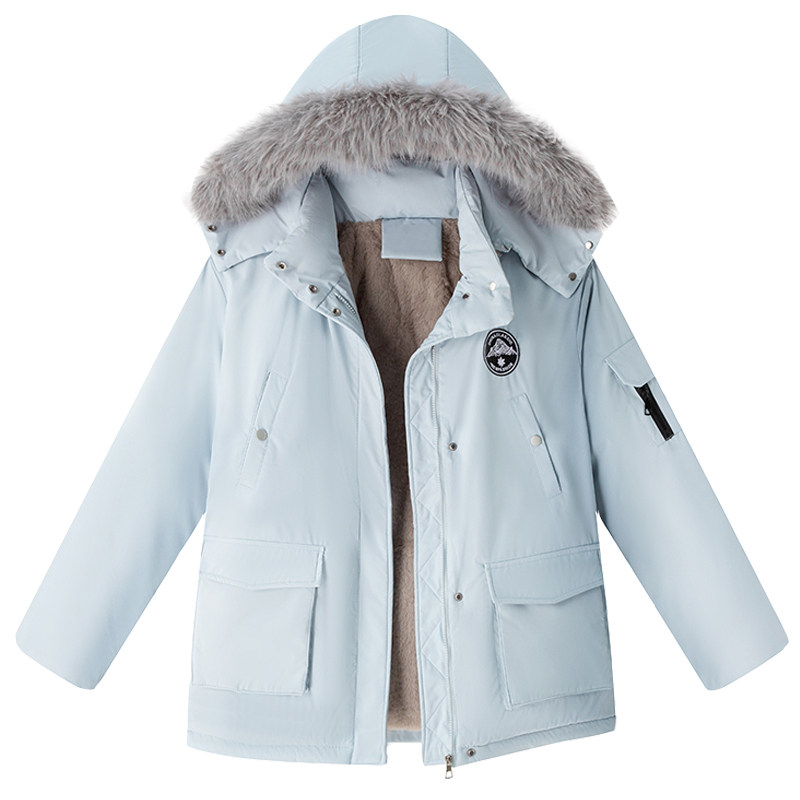工装派克服棉服女款2026新款冬季加绒加厚毛领韩版夹棉棉袄厚外套