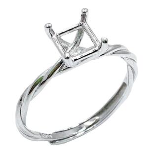 简约镶嵌一克拉莫桑钻戒指空托s925纯银镀18K金麻花戒托女可调节