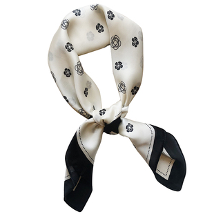 丝巾小方巾女夏季山茶花韩国薄百搭气质装饰围巾网红空姐职业领巾