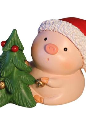 节日风装扮场景布雪花男女小猪