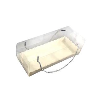 瑞士日式 手提蛋糕卷包装盒透明 长条毛巾卷蛋糕西点包装盒长方形