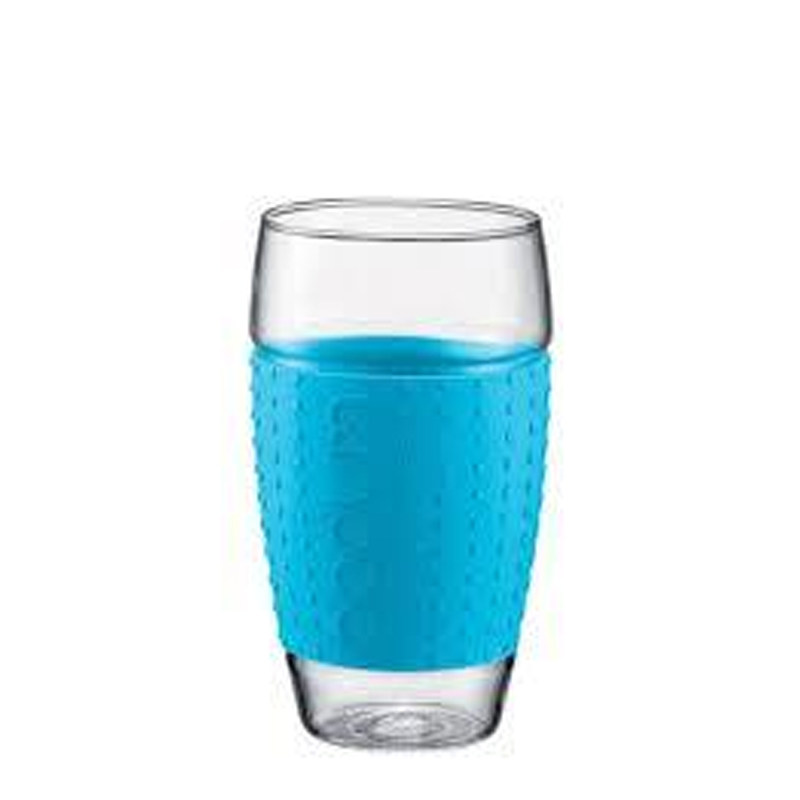 波顿-Bodum带硅胶套玻璃杯简约隔热水杯单层冷热家用果汁咖啡对杯