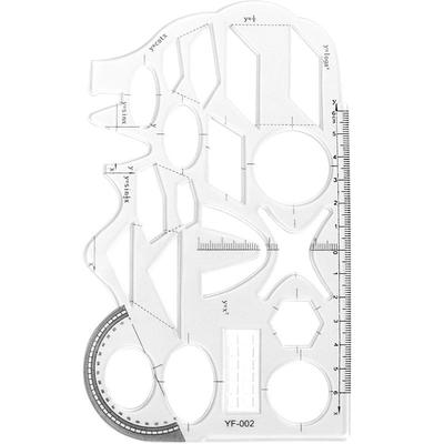 中学生画图直尺三角尺量角器透明尺子小学生专用画圆椭圆软尺多功能函数尺初中高中生绘图尺几何图形尺数学