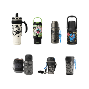 UOOHA黑白星纪元系列保温杯高颜值咖啡杯大容量吸管水杯新年礼物