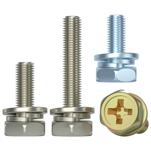 M3-M8镀镍十字外六角组合螺钉镀锌三组合螺丝彩锌平弹垫组合螺钉
