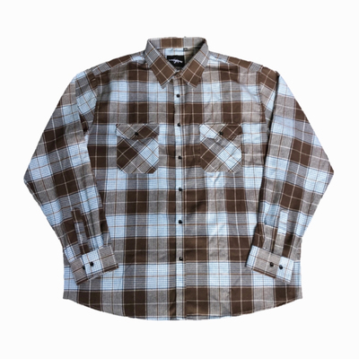 西海岸超宽松肥大school格子衬衫