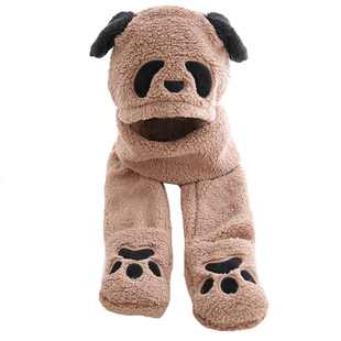 韩版亲子保暖双层加厚儿童冬天男女童帽子围巾手套三件套装一体帽