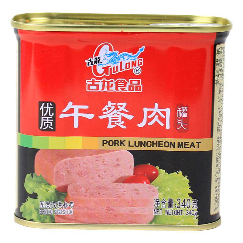 古龙食品优质午餐肉340g罐头火腿三明治早餐猪肉即食泡面搭档包邮
