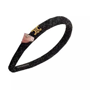 法式小香风高颅顶发箍女生冬天高级感头饰窄边头箍2023年网红新款