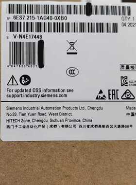 议价西门子6ES7215-1AG40-0XB0全新原装CPU1215C模块6ES72151AG40