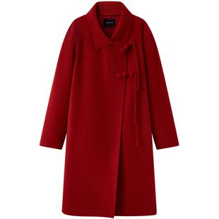 太平鸟女装冬季品质时髦新中式双面呢大衣A1AAD4326