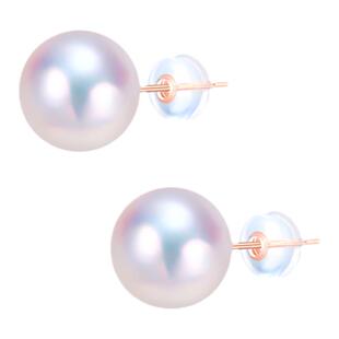 DOHX珠宝 akoya珍珠耳钉18K金正圆小灯泡海水珍珠耳饰耳环送礼物