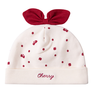 考拉蒂尔 婴儿帽秋冬a类纯棉胎帽0到3个月新生小月龄女宝宝公主帽