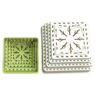 爱美多肉专用花盆小白方组合树脂加厚控根透气塑料植物种植盆带托