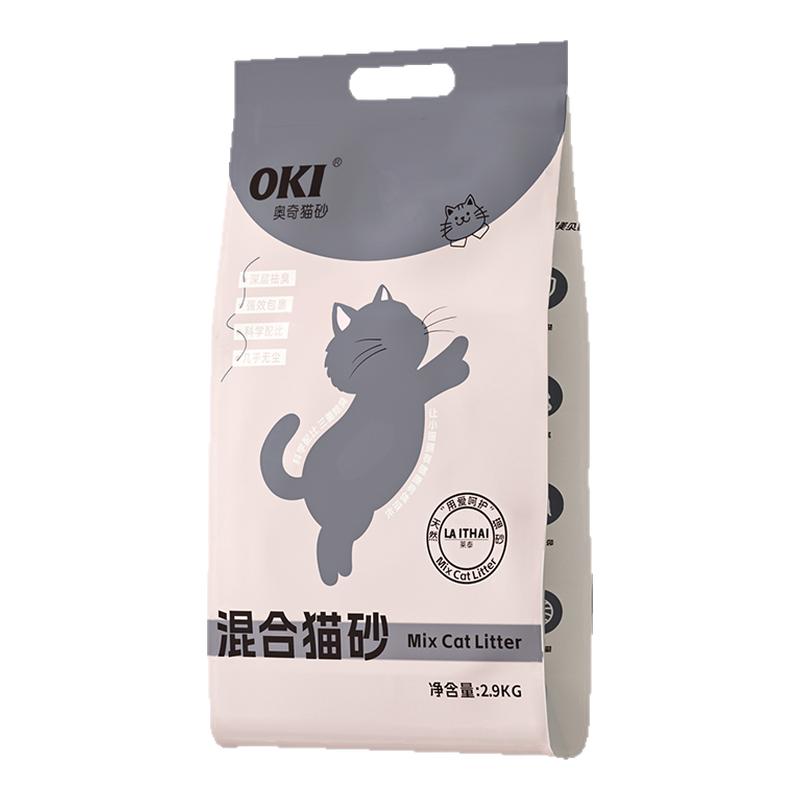 OKI奥奇2.9KG猫砂豆腐混合猫砂膨润土除臭几近无尘猫砂结团不沾底