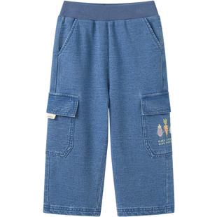 博睿恩男小童女宝宝裤子春秋款儿童工装口袋休闲直筒裤子