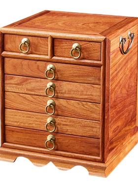 六层七抽红木桌面送礼收藏饰品盒