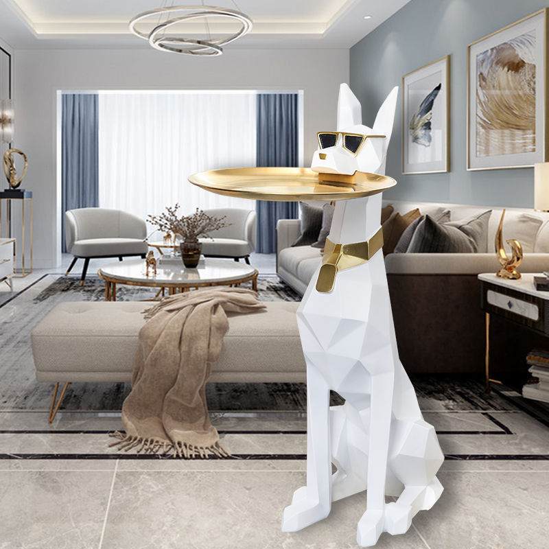 21大狗落地摆件客厅高档饰品大型礼物轻家庭边装饰奢电视柜托盘乔